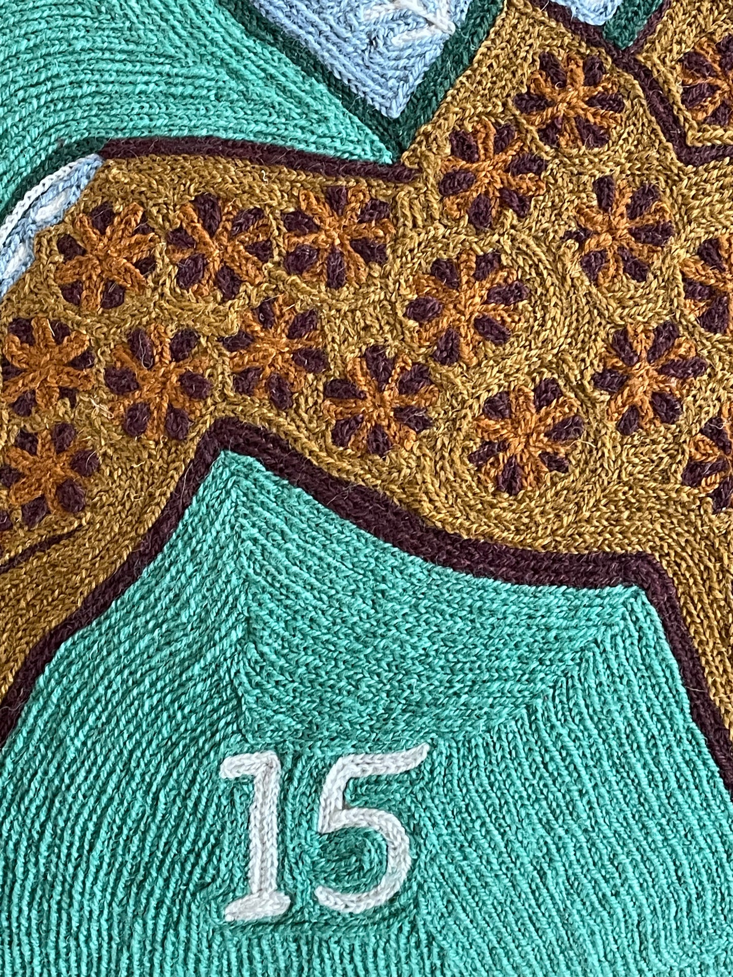 winged ox cushion cover (teal)