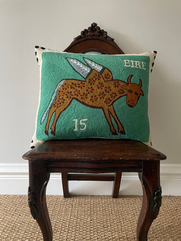 Winged Ox Cushion Cover (Teal)