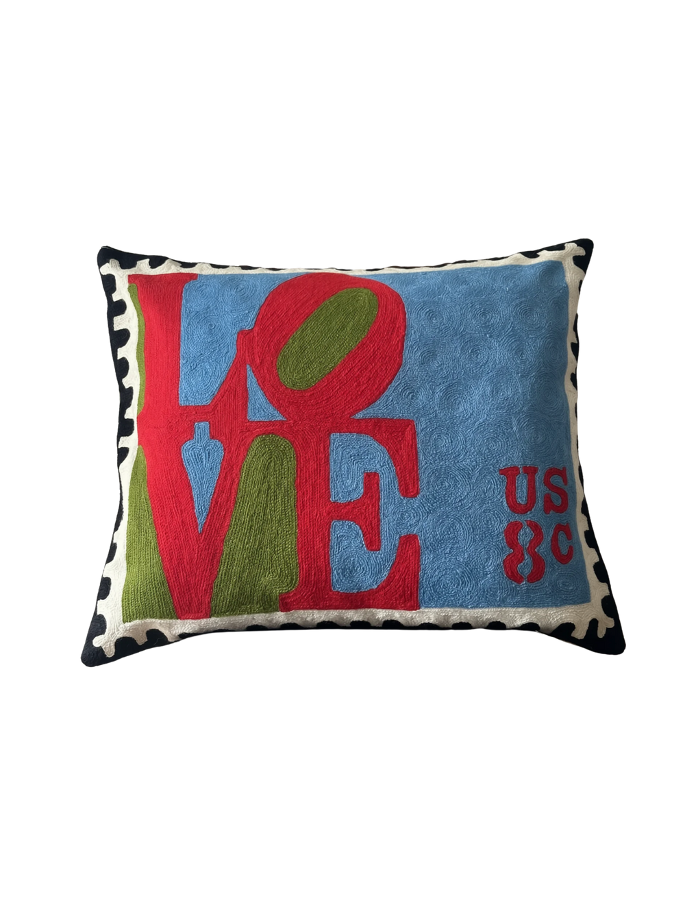 LOVE Stamp Robert Indiana Hand Embroidered Cushion Cover