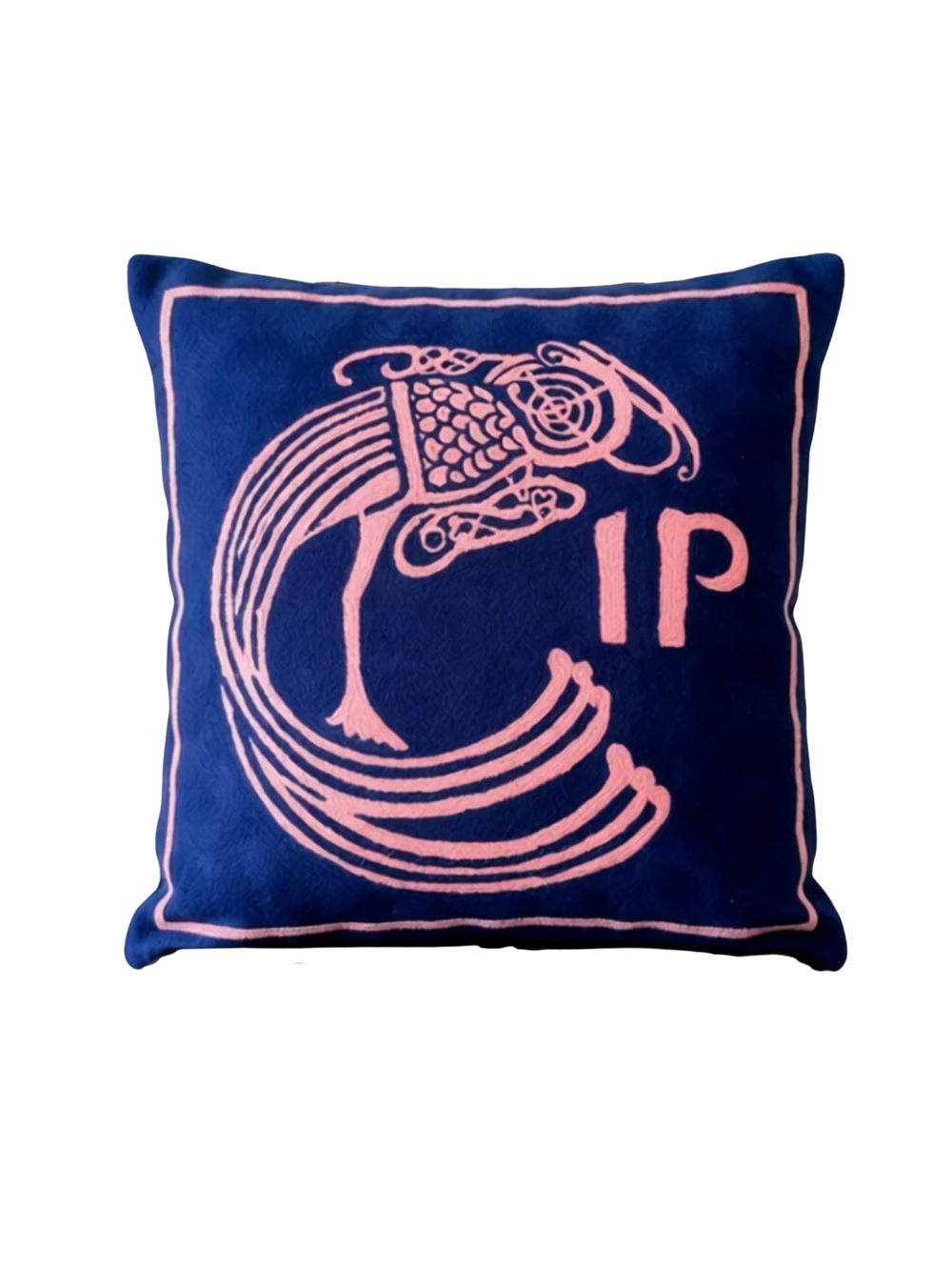 Celtic Plume Cushion Cover (Dark Blue/Pink)