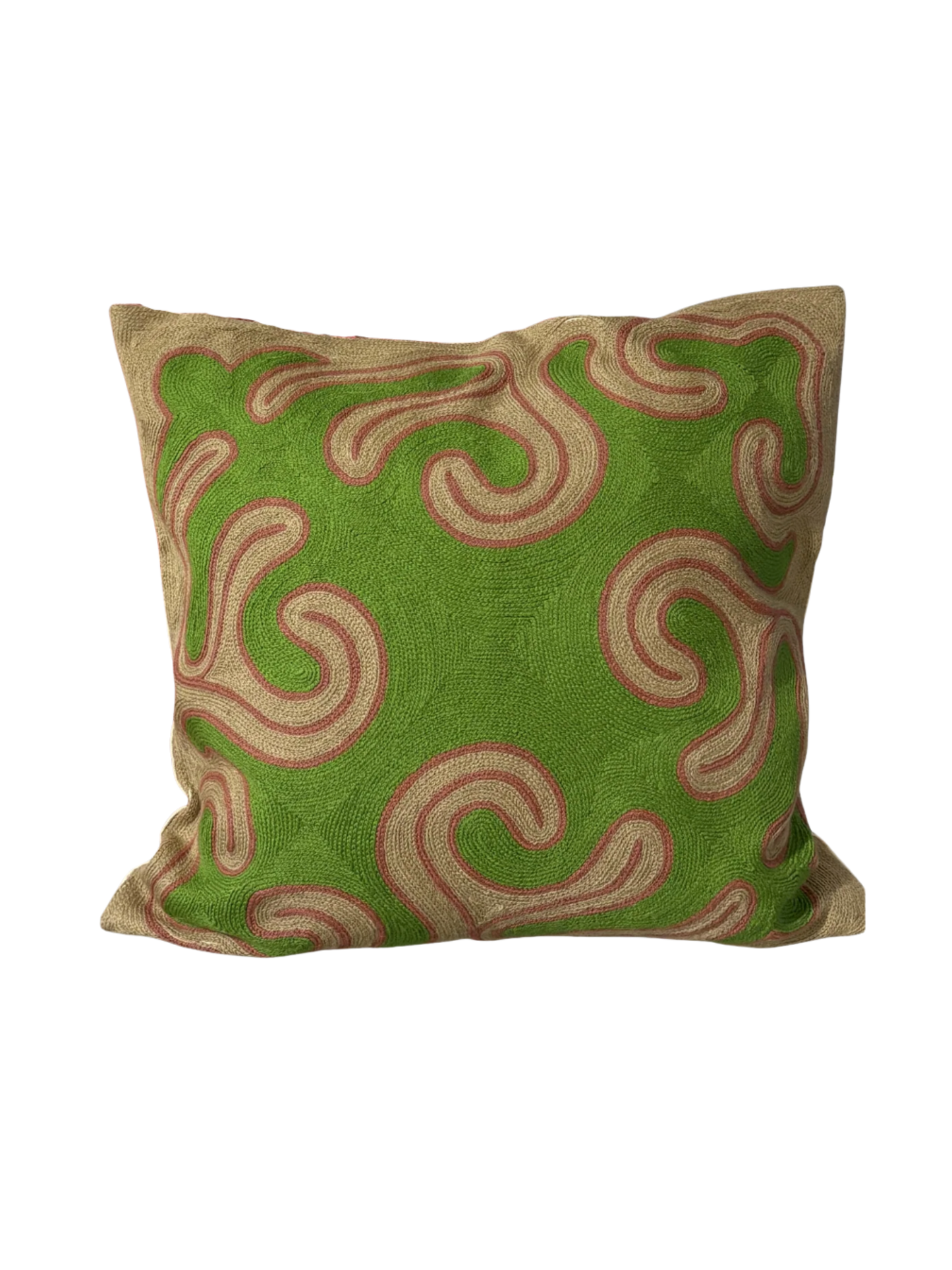 hand-embroidered konorchek cushion cover inspired by kyrgyzstan's konorchek canyons, wool and cotton, 50cm x 50cm

