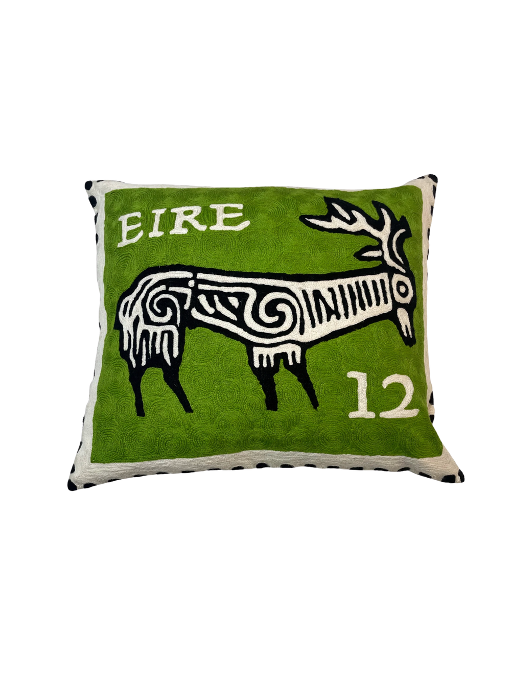 Celtic Stag Irish Stamp Hand Embroidered Cushion Cover