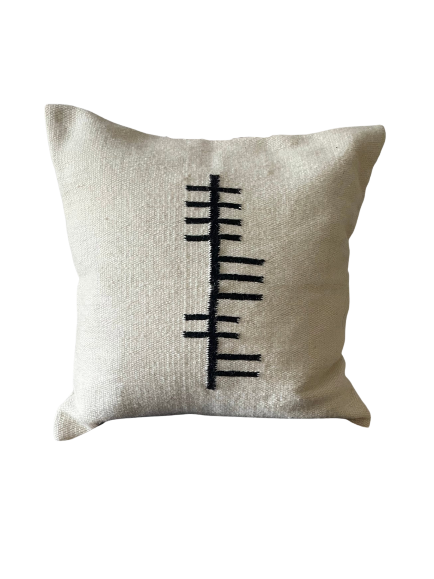 hand-loomed grá ogham cushion cover, gaelic word for love in ancient celtic script, wool and cotton, 50cm x 50cm

