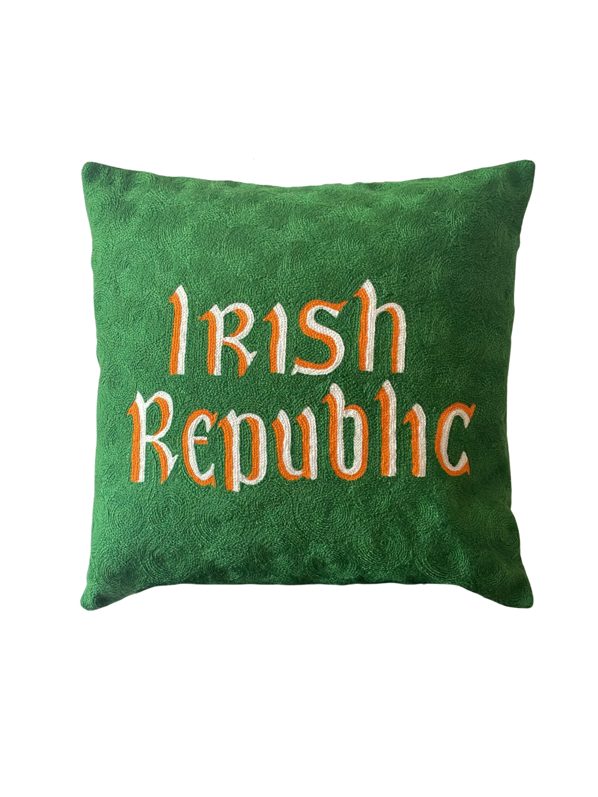 Hand-embroidered Easter Rising 1916 commemorative cushion cover, wool and cotton, 50cm x 50cm

