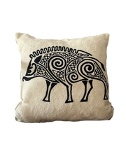 Celtic Boar Hand Embroidered Cushion Cover