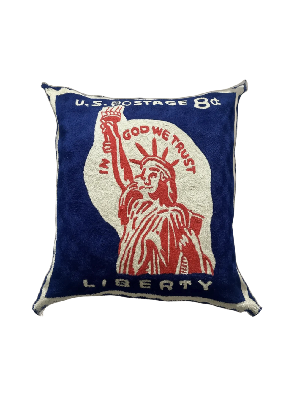 Statue of Liberty 1954 US Stamp Hand Embroidered Cushion Cover