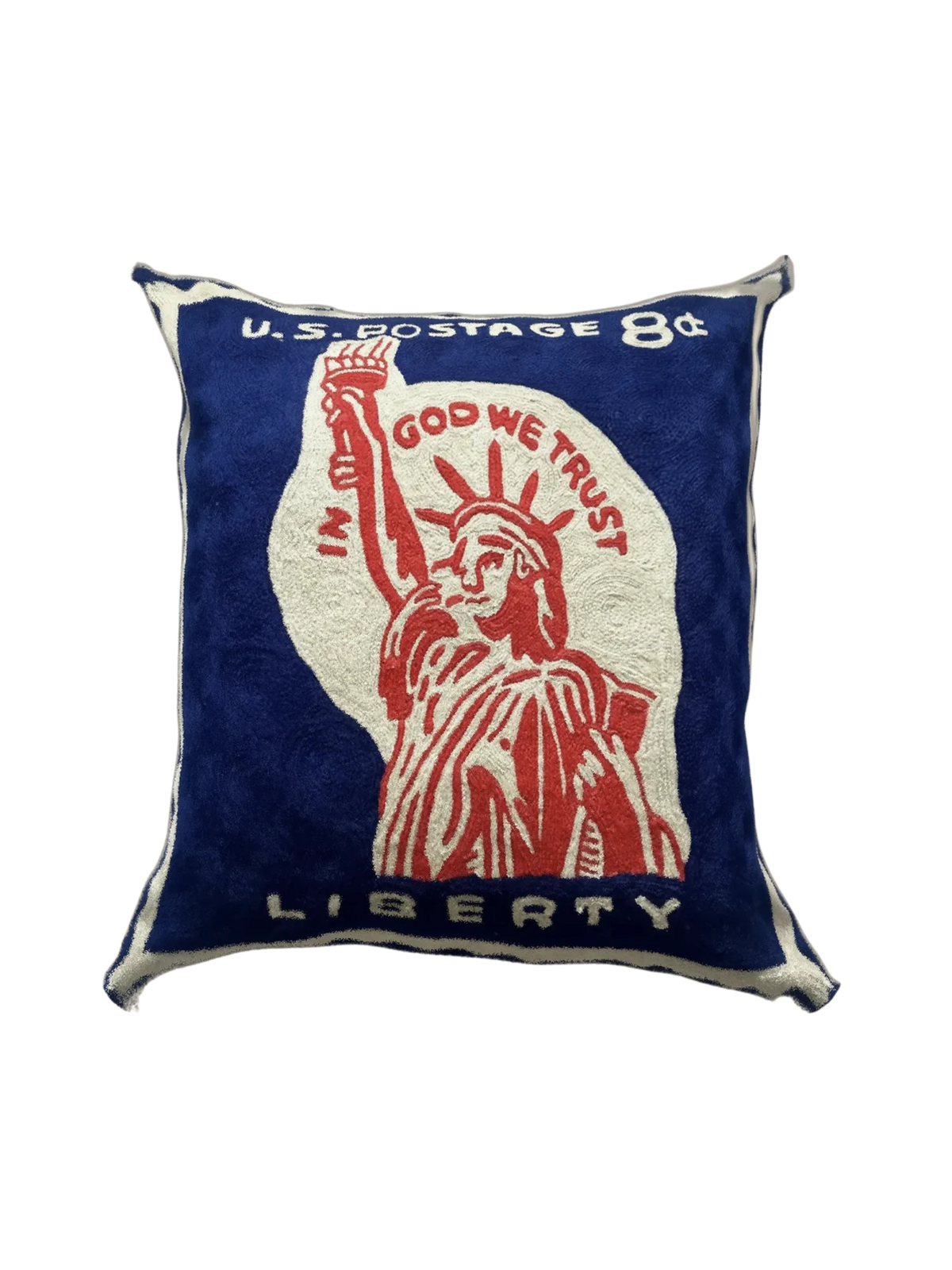 statue of liberty 1954 us stamp hand embroidered cushion cover