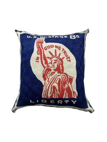 Statue of Liberty 1954 US Stamp Hand Embroidered Cushion Cover