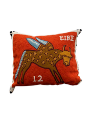 Winged Ox Irish Stamp Hand Embroidered Cushion Cover – Rust