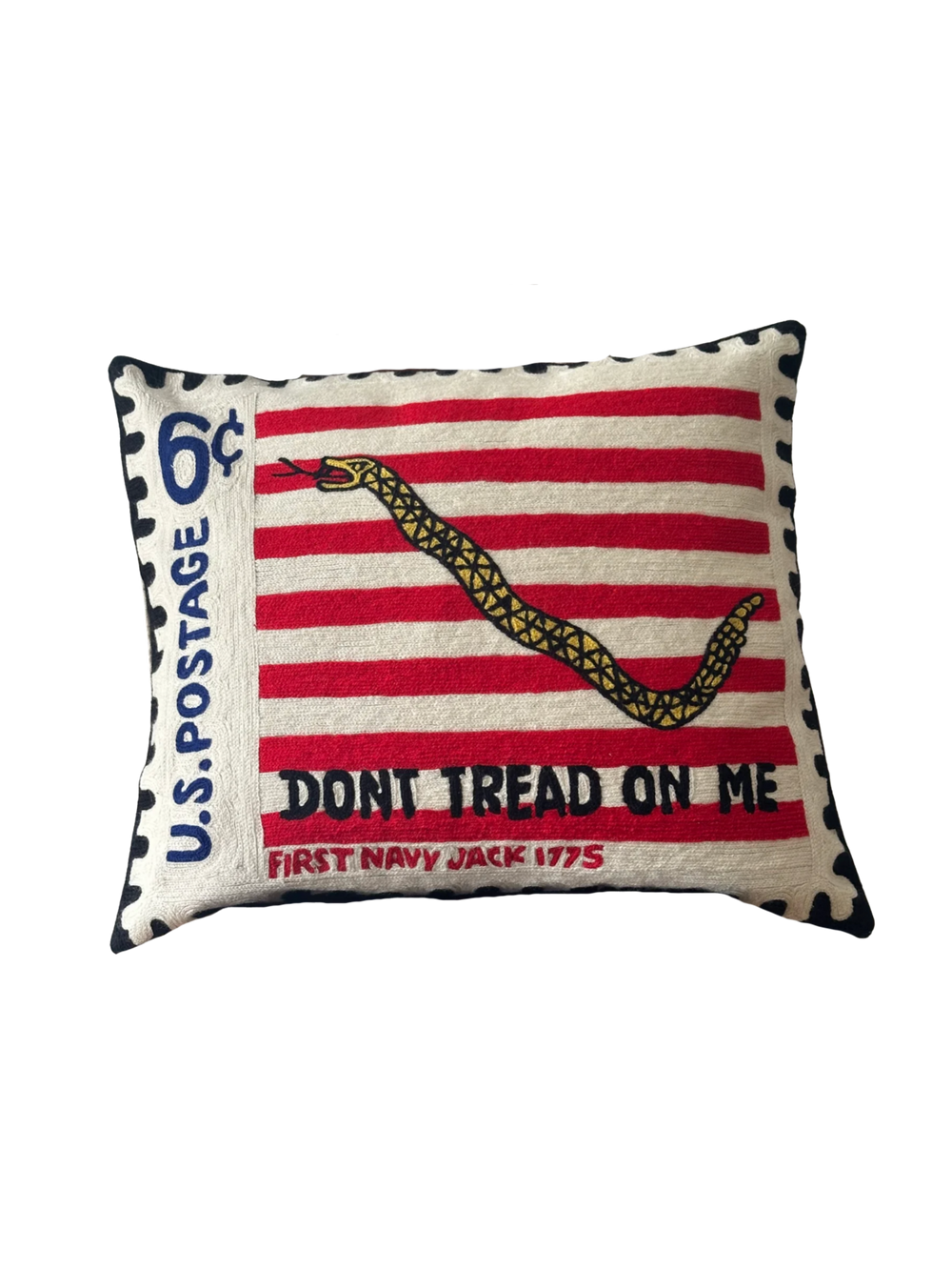 Don't Tread On Me 1968 US Stamp Hand Embroidered Cushion Cover