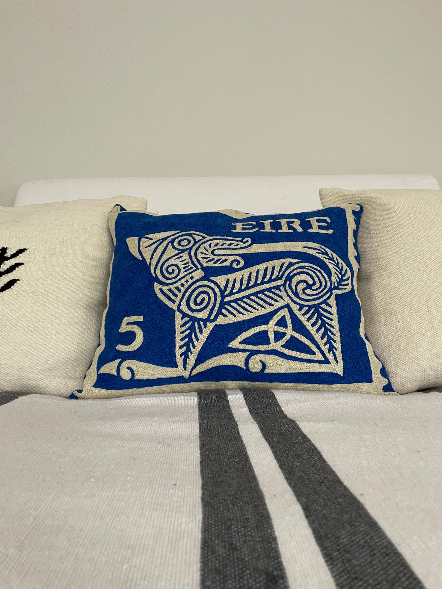 atlantic blue stamp cushion cover