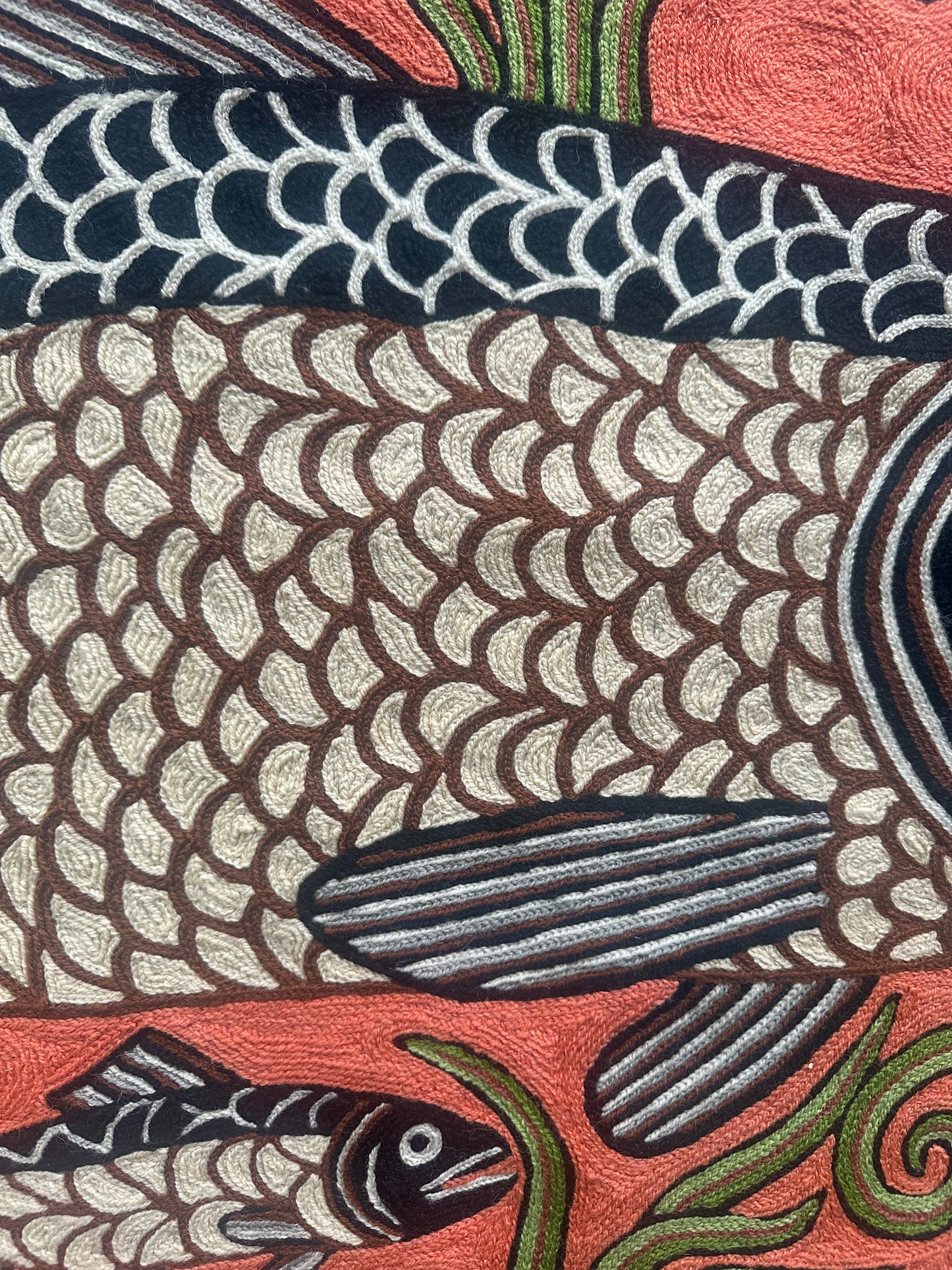 hand-embroidered salmon of knowledge celtic tapestry – irish mythology wall hanging