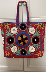 Large Hand embroidered Tote Bag