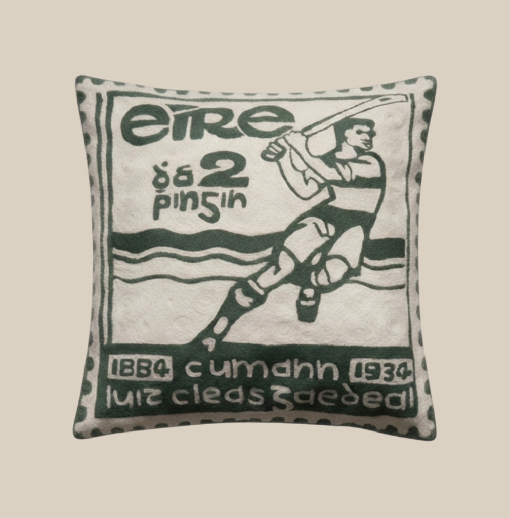 gaa commemorative stamp hand embroidered cushion cover