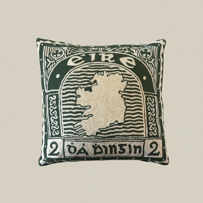 Irish Free State Stamp Hand Embroidered Cushion Cover