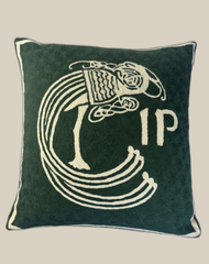 Celtic Plume Hand Embroidered Cushion Cover – Dark Green