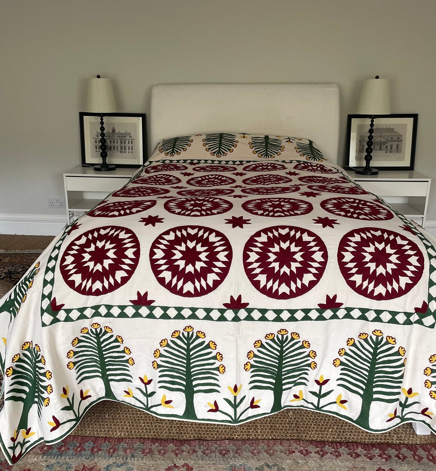 hand-embroidered bedcover